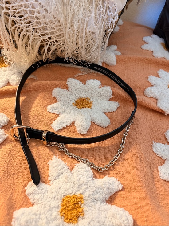 H&M Accessories - H&M Black Belt with Silver Chain Accent